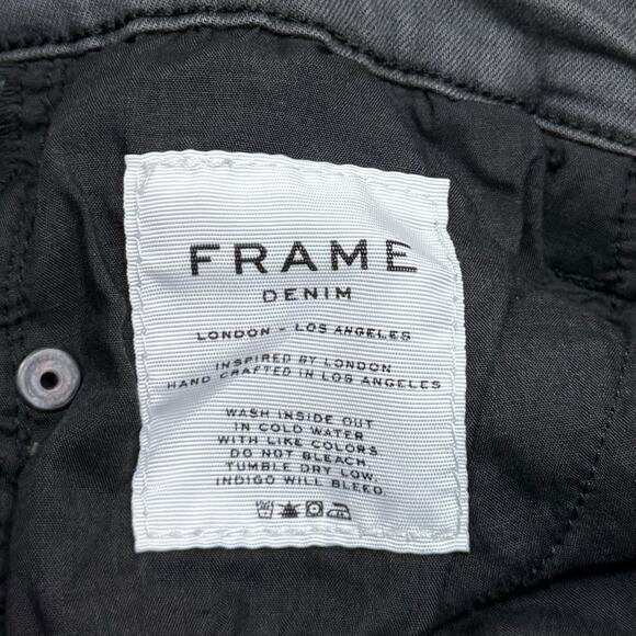 Frame Le Skinny De Jeanne Jeans Women's 25 Gray Distressed Stretchy Zip Up Pants - Picture 6 of 12